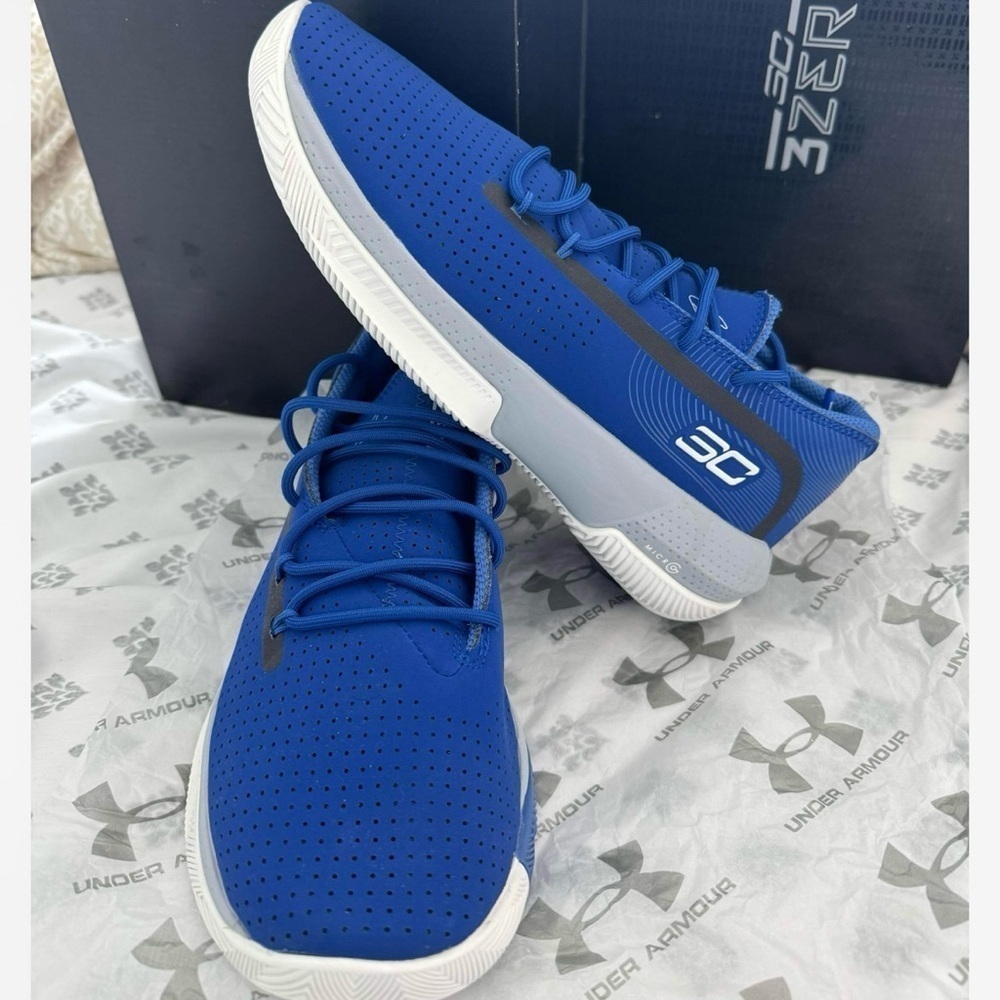Under Armour Steph Curry UA GS‎ SC 3ZERO III Blue Basketball Sneaker Size 7Y - Picture 3 of 5